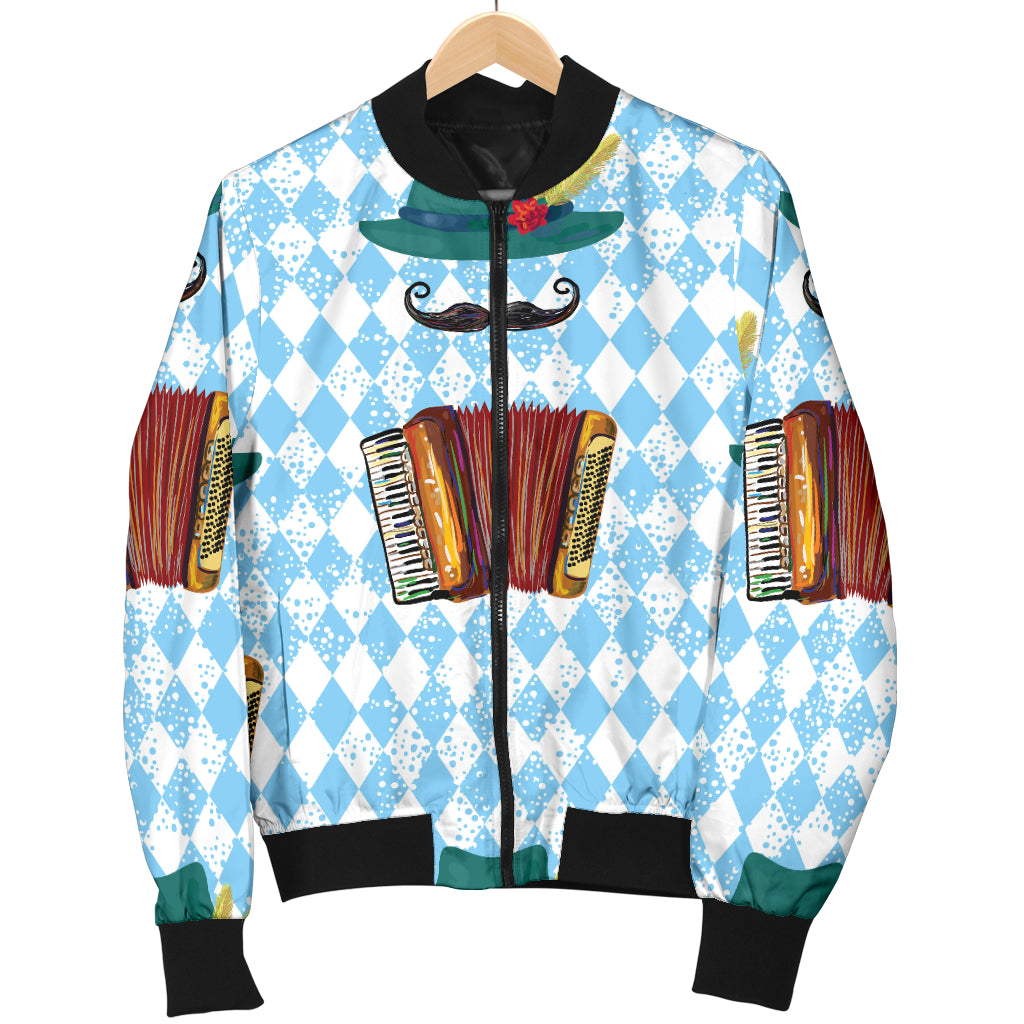 Accordion Mustache Pattern Print Design 01 Women's Bomber Jacket