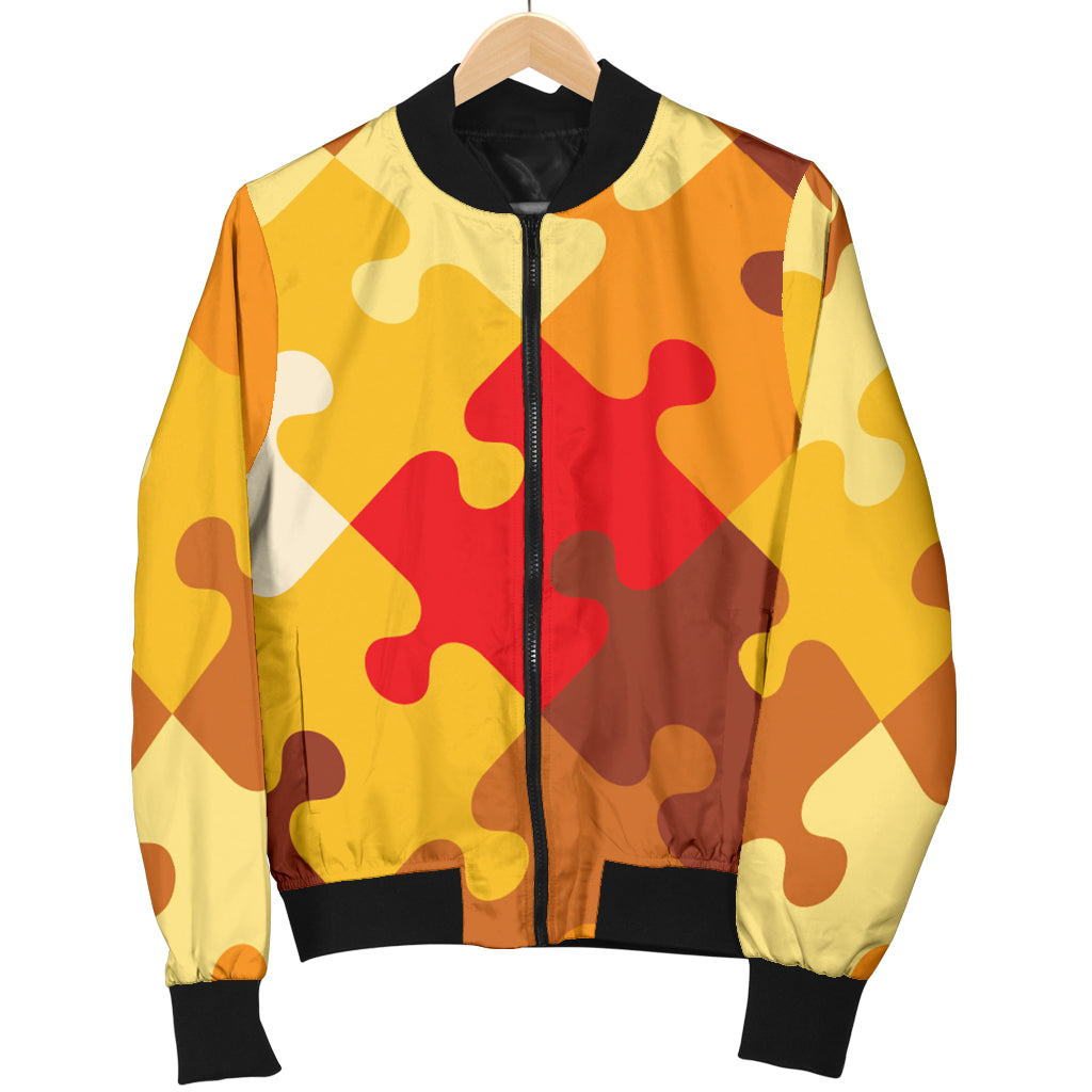 Puzzle Pattern Print Design A01 Women's Bomber Jacket