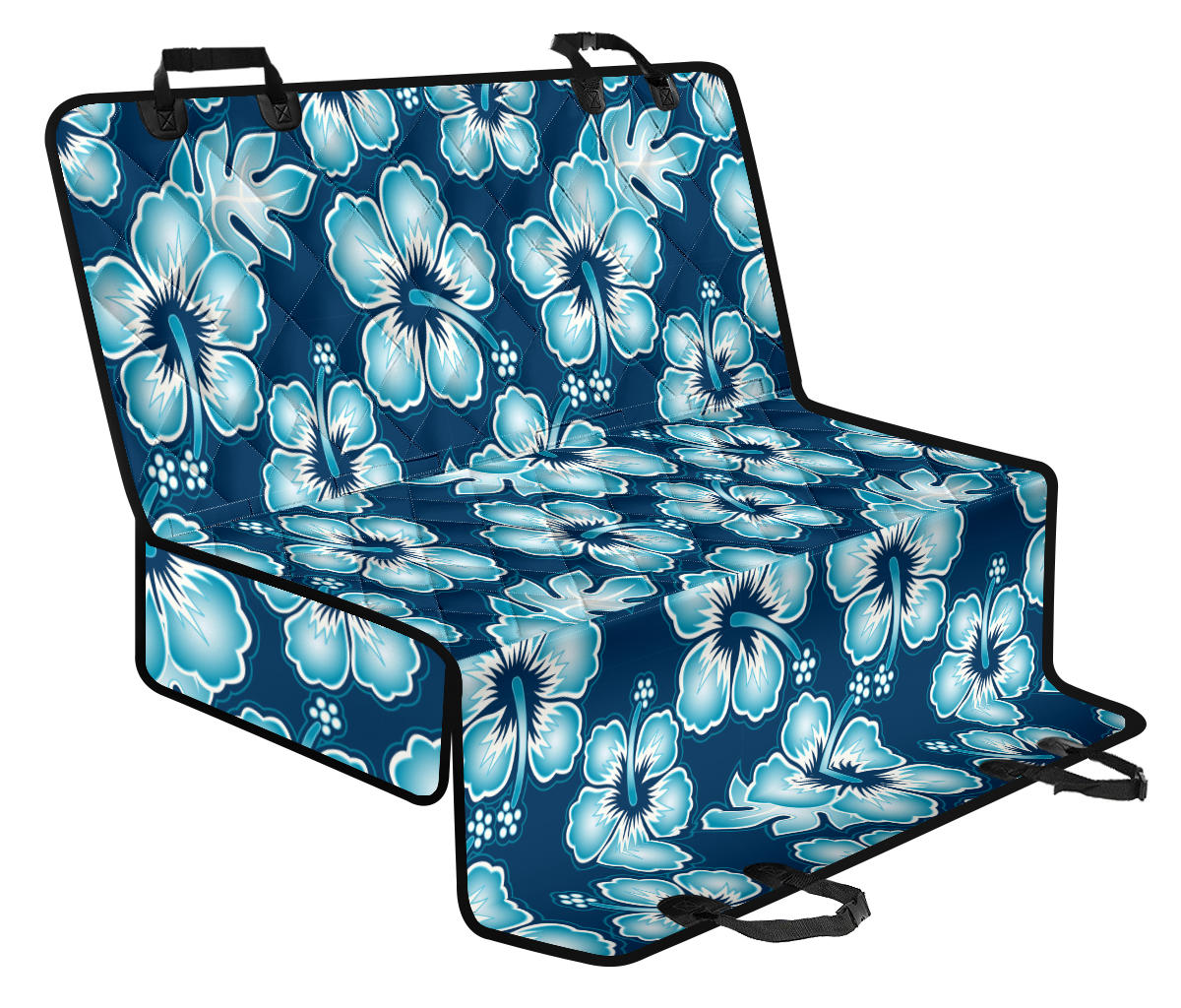 Blue Hibiscus Pattern Print Design HB011 Rear Dog Seat Cover