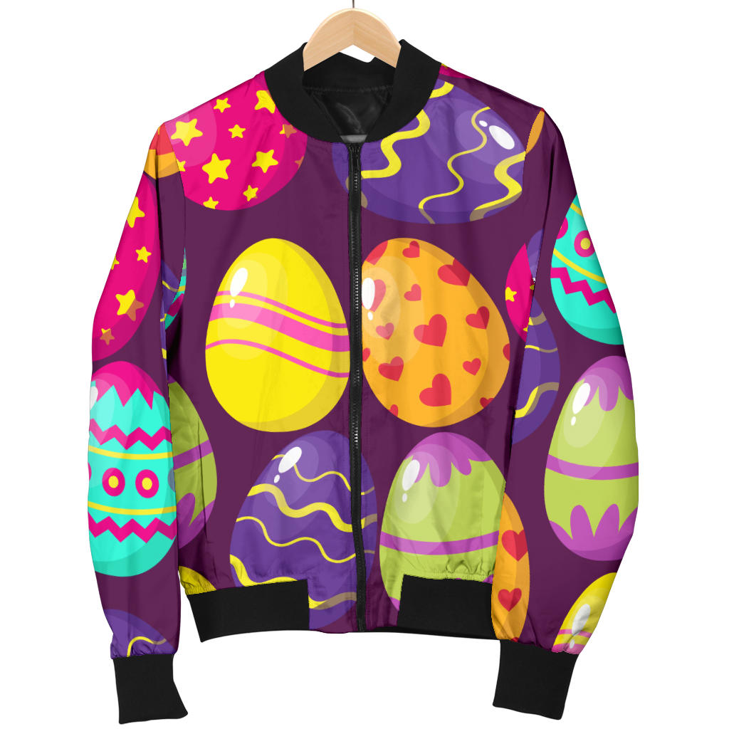 Easter Eggs Pattern Print Design RB04 Women Bomber Jacket