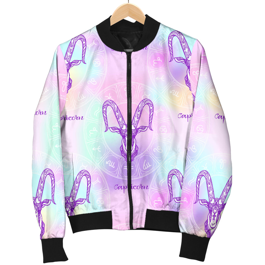 Capricorn Zodiac Pattern Print Design 02 Women's Bomber Jacket