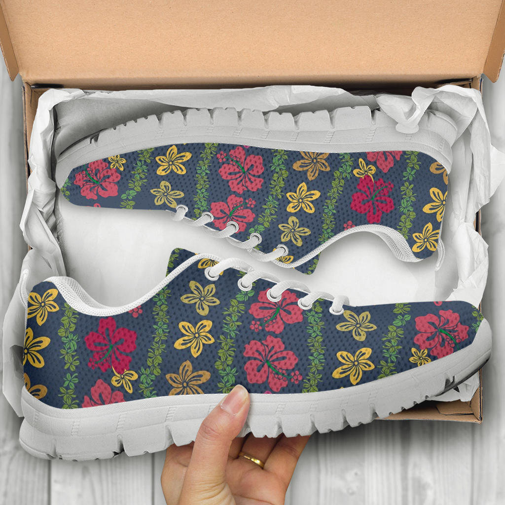Hawaiian Themed Pattern Print Design H018 Sneakers White Bottom Shoes