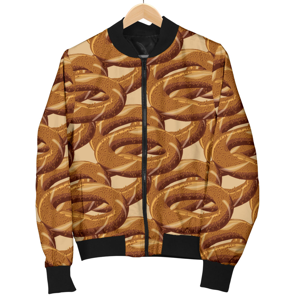 Bagel Pattern Print Design 02 Women's Bomber Jacket