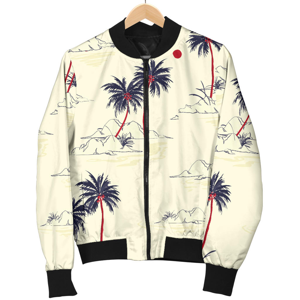 Palm Tree Pattern Print Design PT08 Women Bomber Jacket