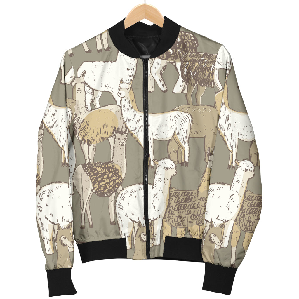 Alpaca Pattern Print Design 01 Women's Bomber Jacket