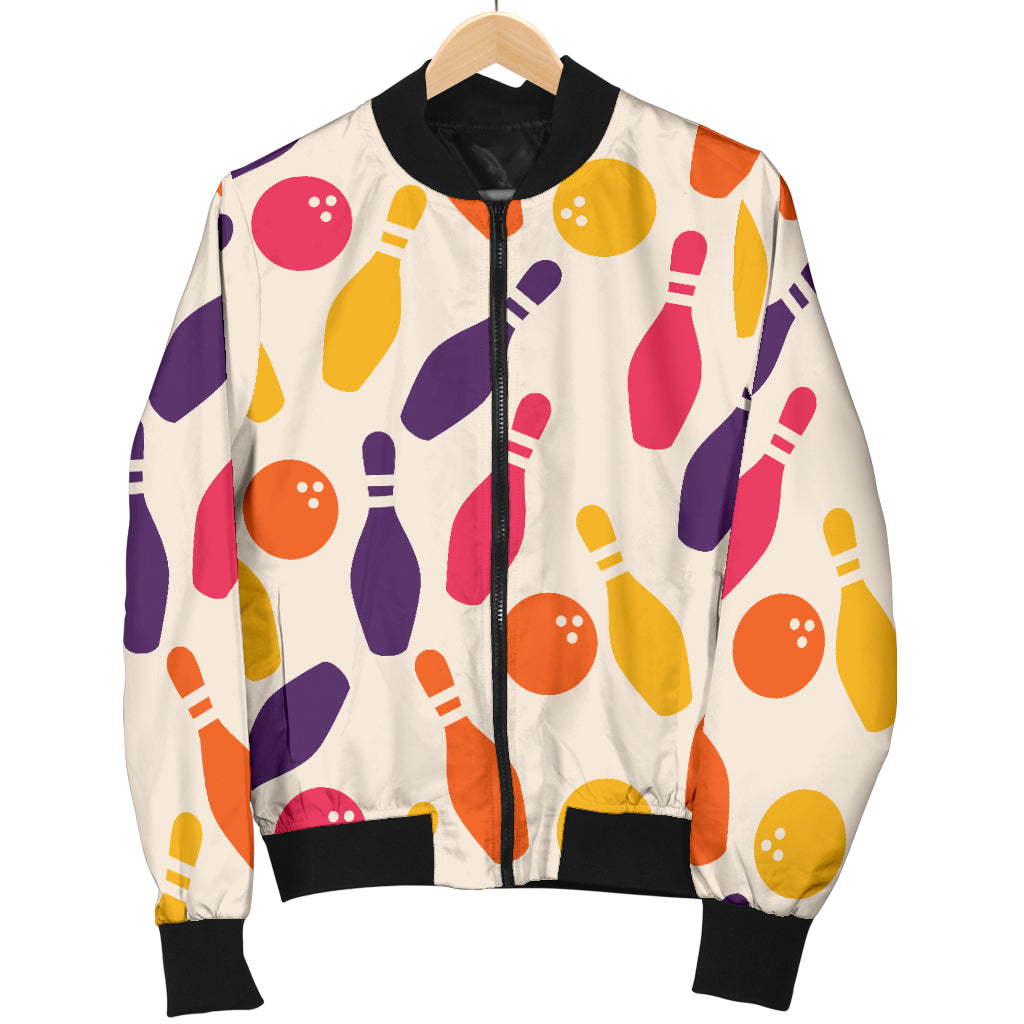 Bowling Pattern Print Design 06 Women's Bomber Jacket