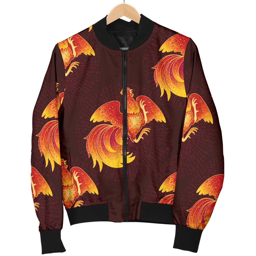 Rooster Pattern Print Design A04 Women's Bomber Jacket