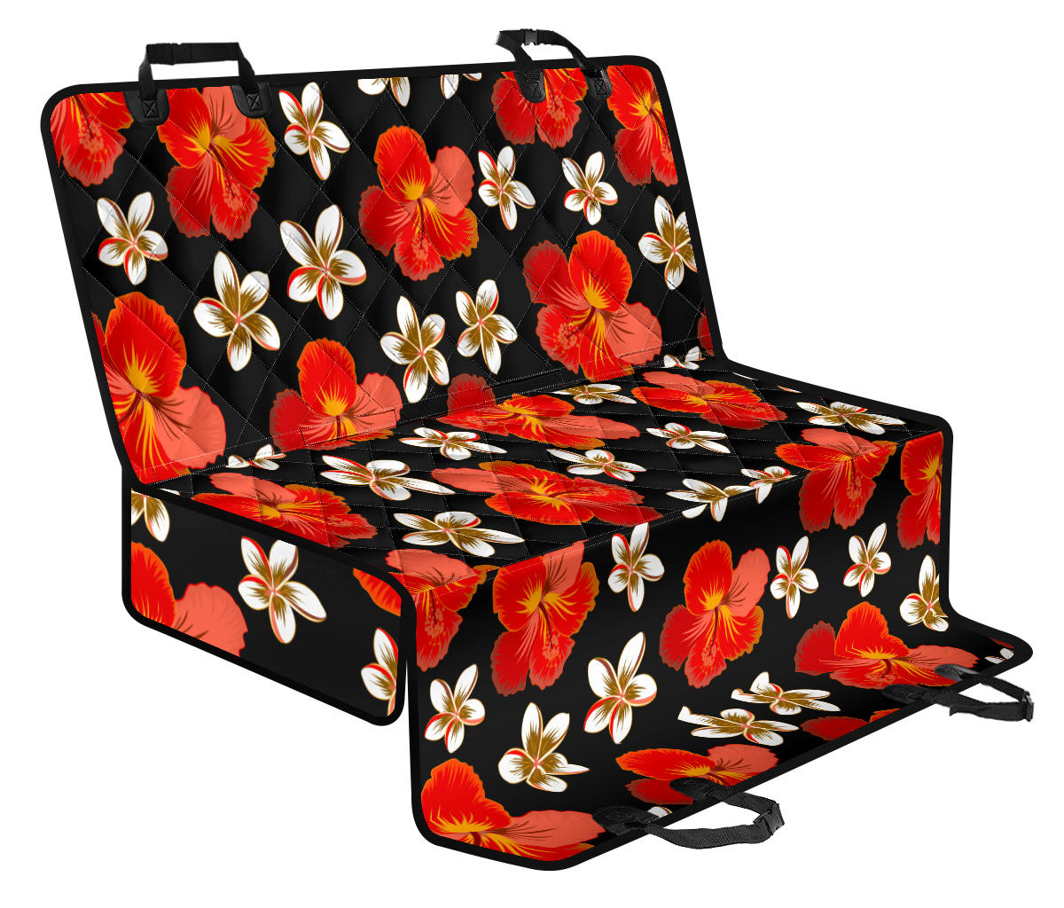 Red Hibiscus Pattern Print Design HB022 Rear Dog Seat Cover