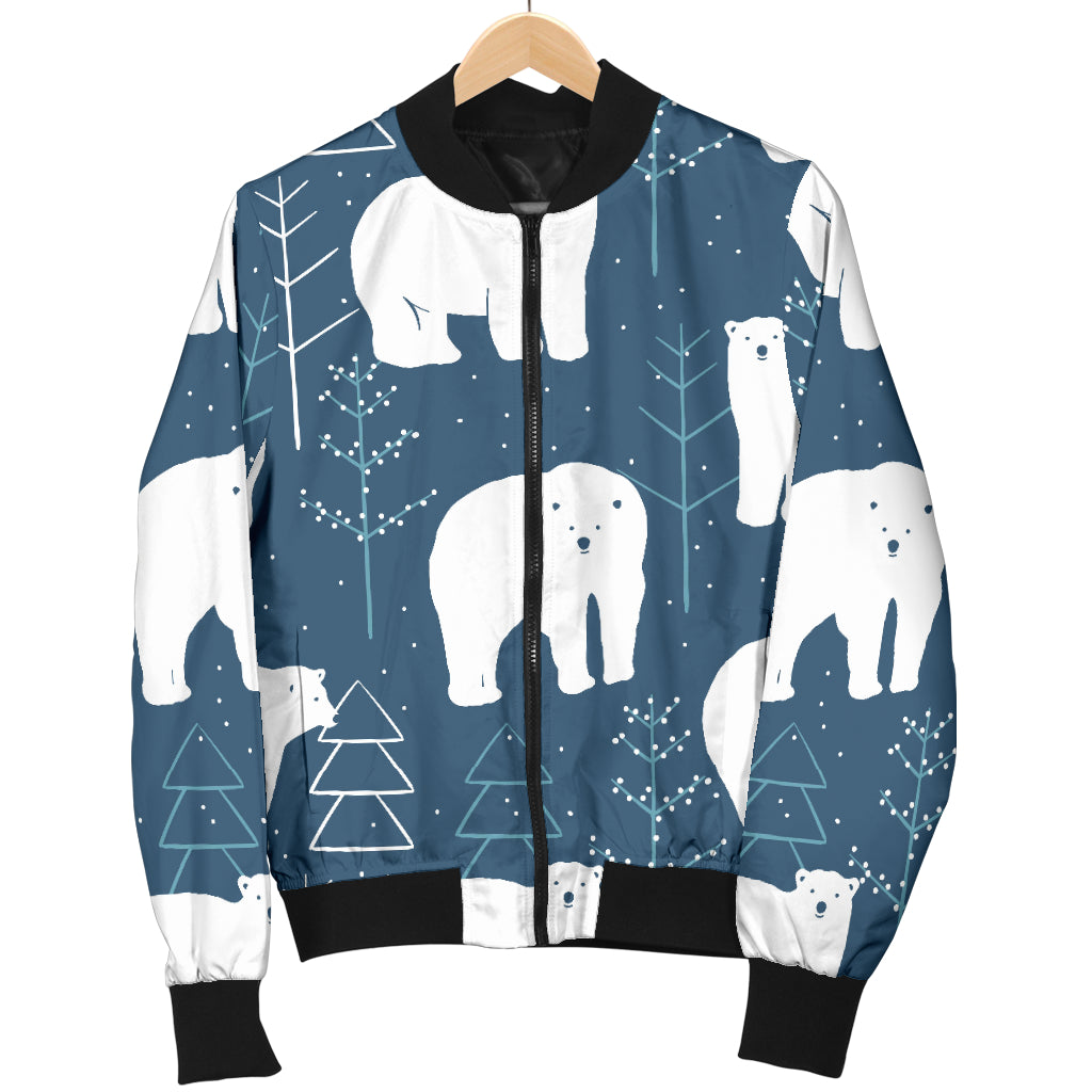 Polar Bear Pattern Print Design A01 Women's Bomber Jacket