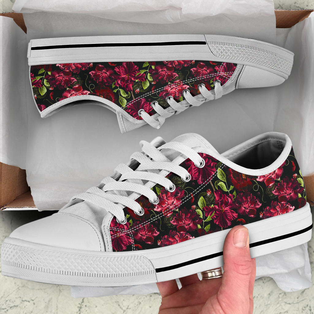 Iris Pattern Print Design IR03 White Bottom Low Top Shoes