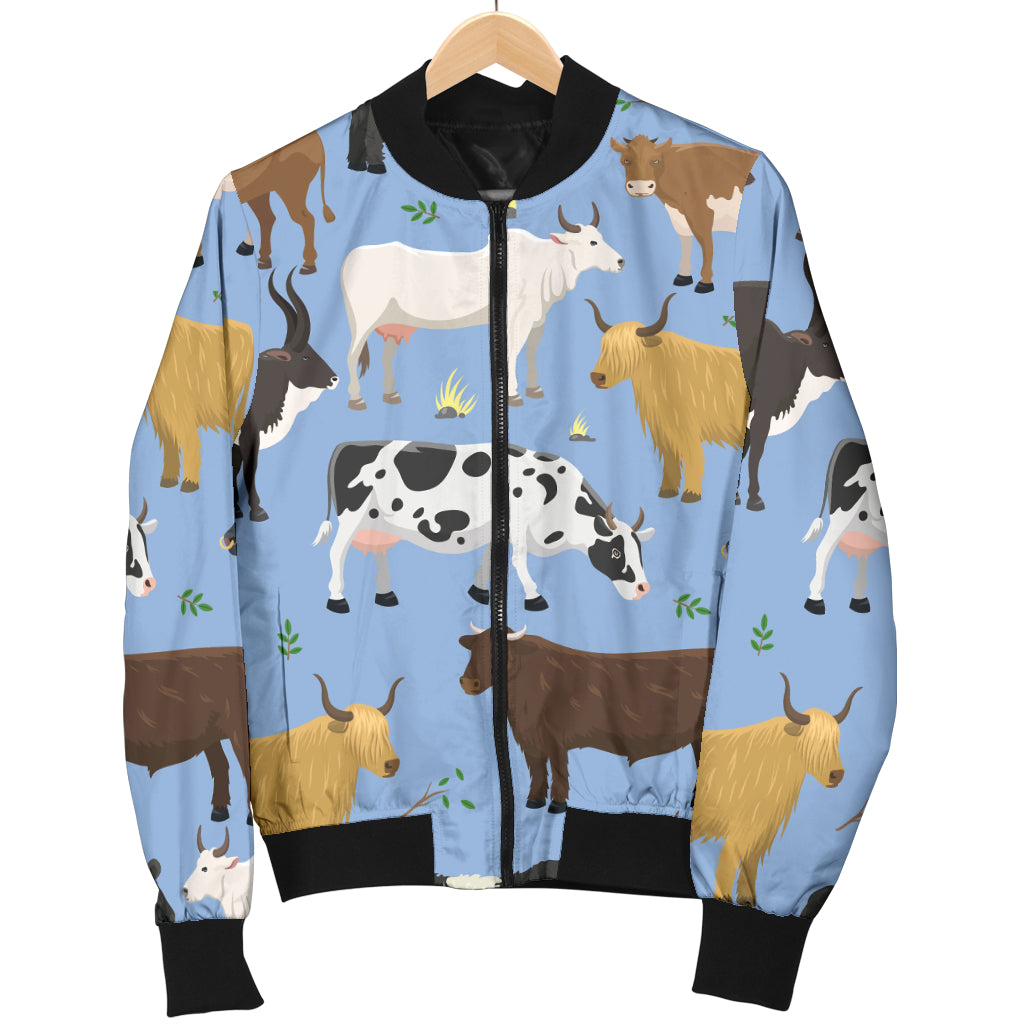 Cattle Pattern Print Design 02 Women's Bomber Jacket