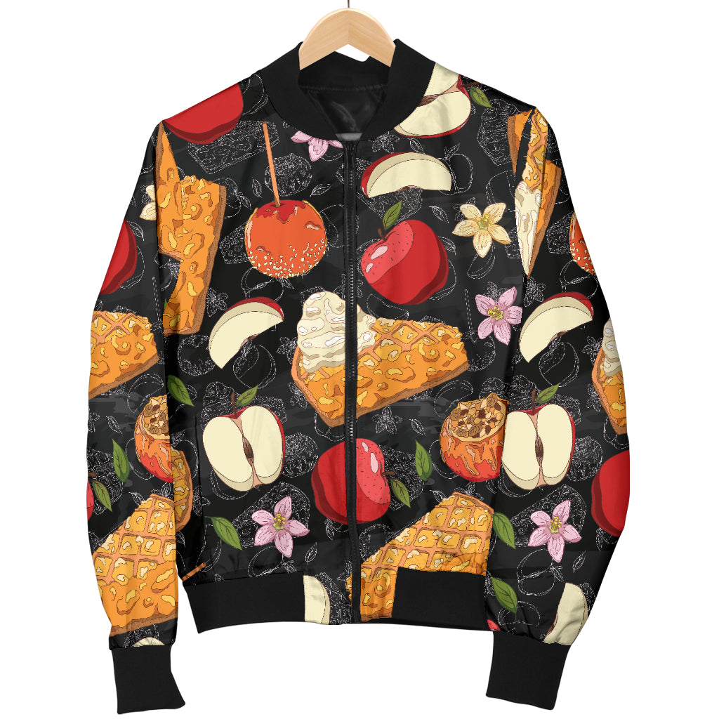 Apple Pie Pattern Print Design 01 Women's Bomber Jacket