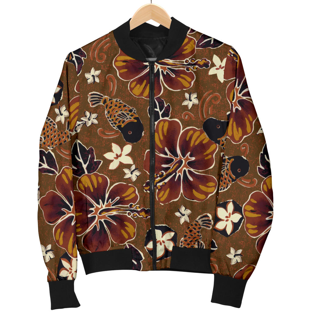 Hawaiian Themed Pattern Print Design H01 Women Bomber Jacket