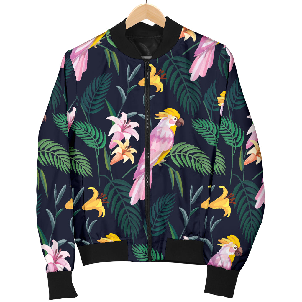Cockatoo Pattern Print Design 03 Women's Bomber Jacket