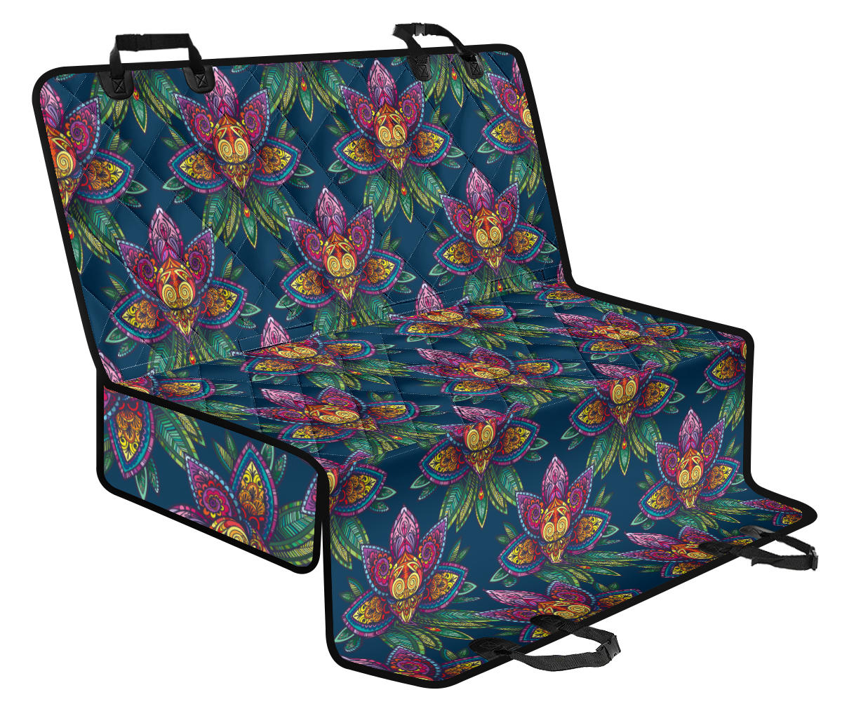 Lotus Boho Pattern Print Design LO04 Rear Dog Seat Cover