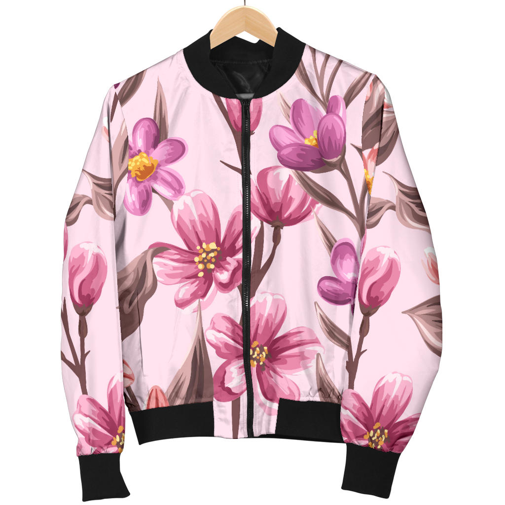 Summer Floral Pattern Print Design SF09 Women Bomber Jacket