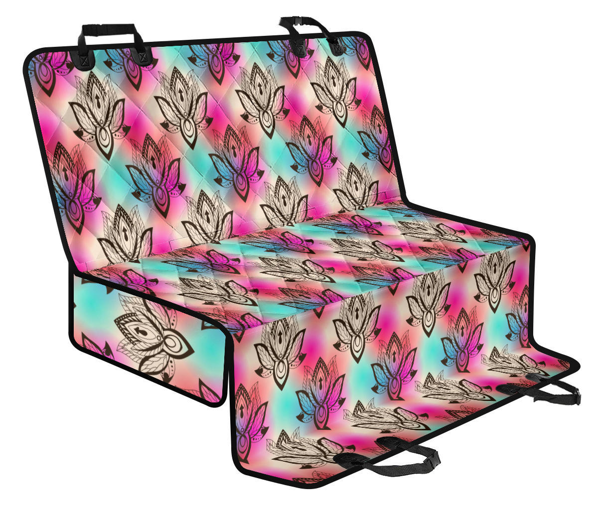 Lotus Boho Pattern Print Design LO02 Rear Dog Seat Cover
