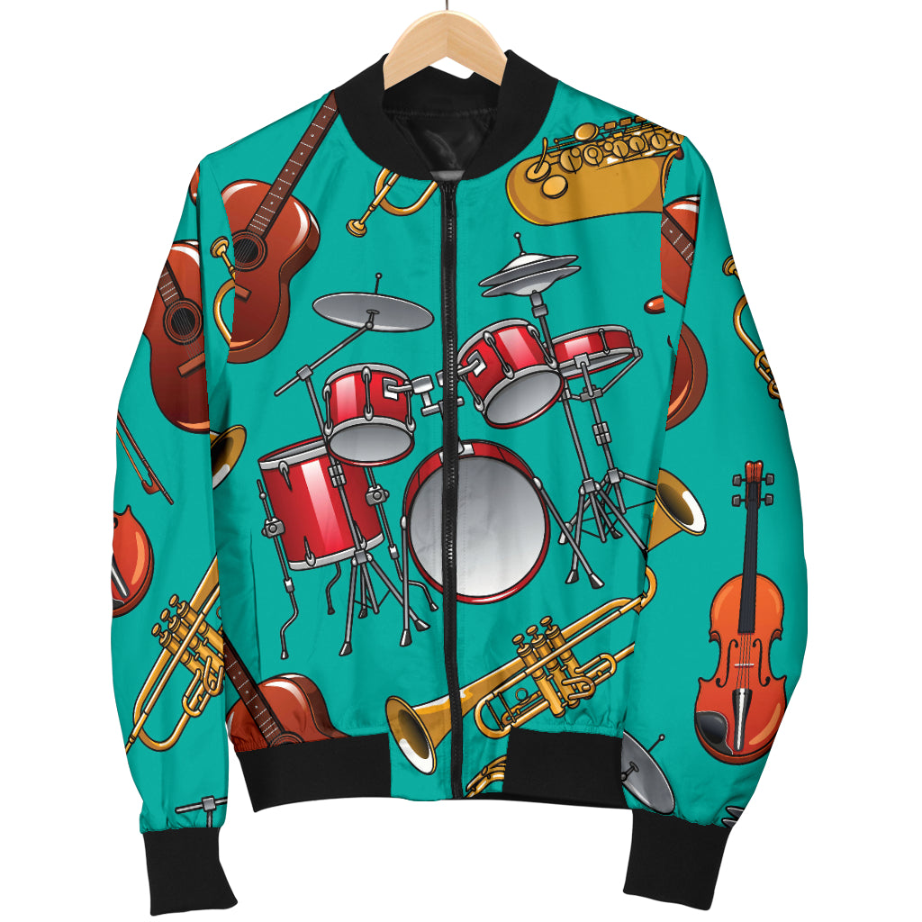Drum Set Pattern Print Design 01 Women's Bomber Jacket