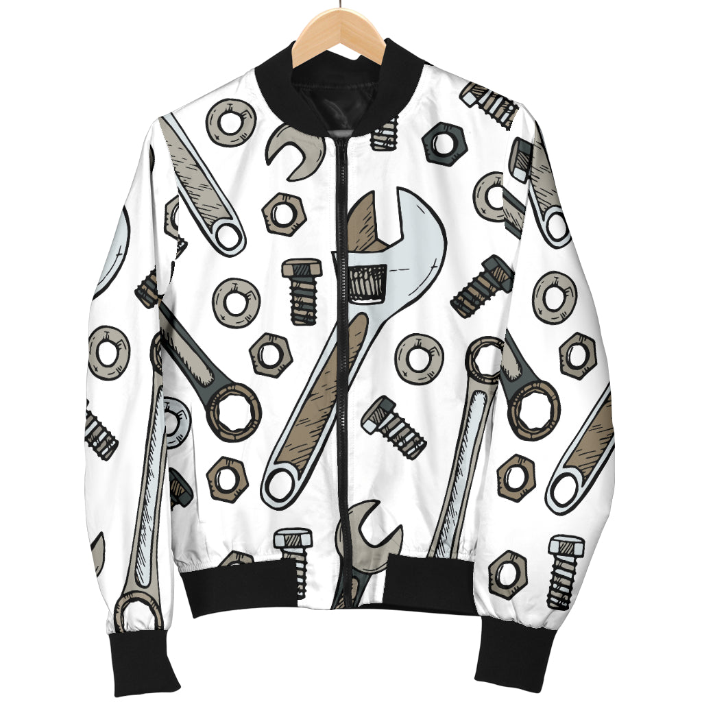 Mechanic Pattern Print Design 03 Women's Bomber Jacket