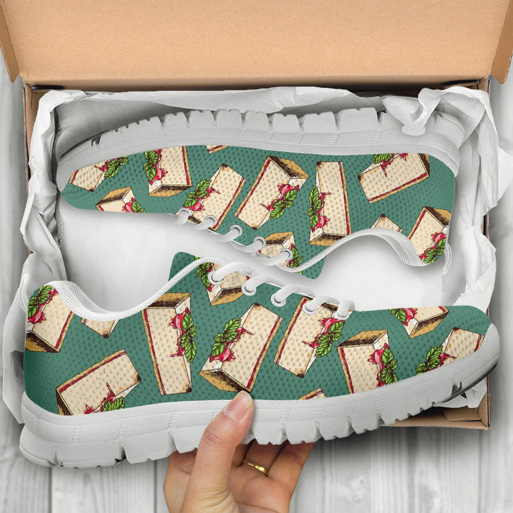 Cheesecake Pattern Print Design CK02 Sneakers White Bottom Shoes