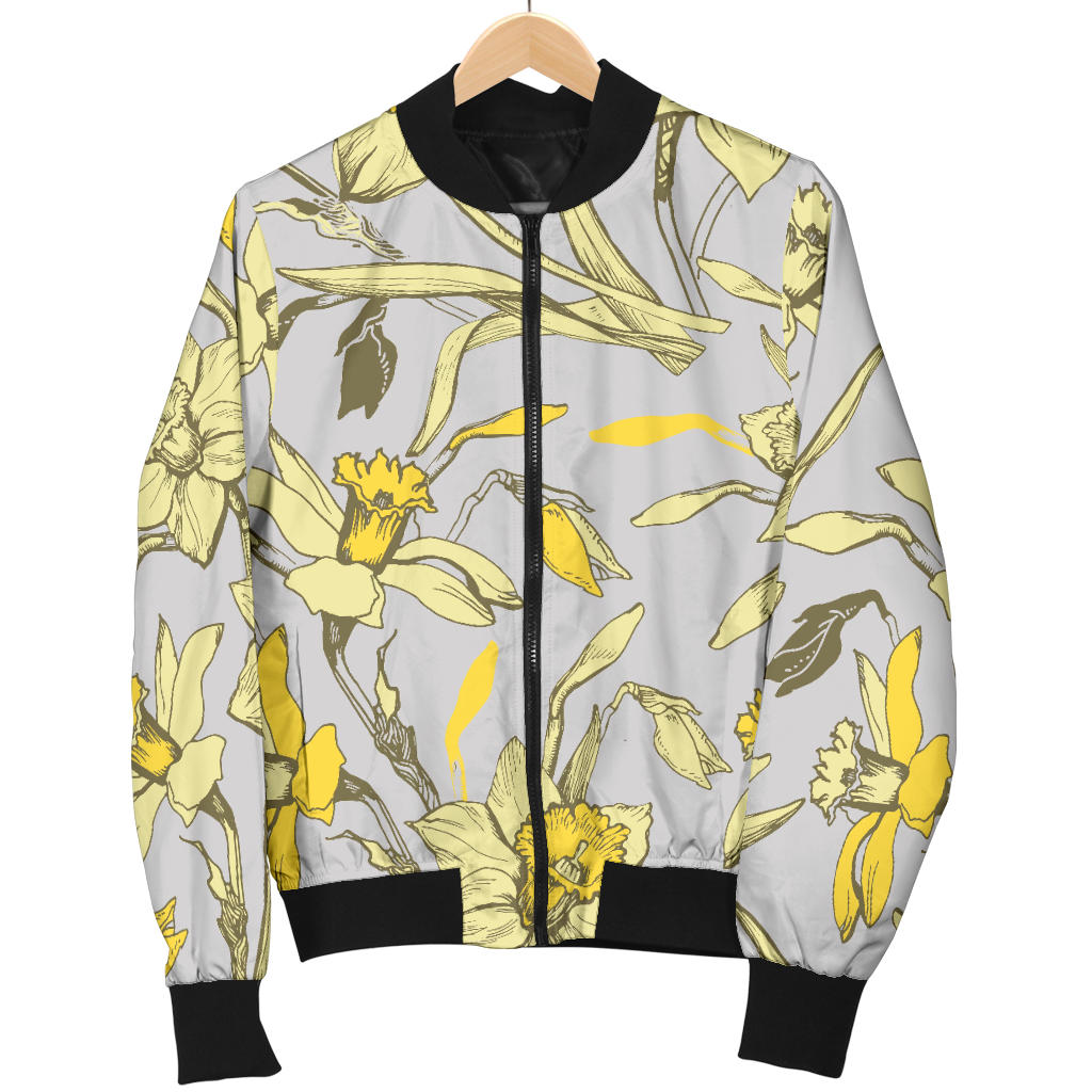 Daffodils Pattern Print Design DF05 Men Bomber Jacket
