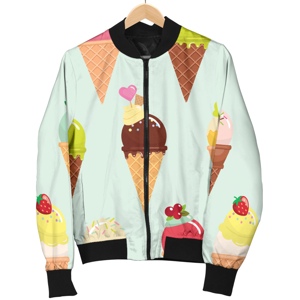 Ice Cream Pattern Print Design 03 Women's Bomber Jacket