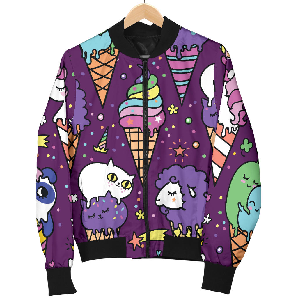 Ice Cream Pattern Print Design IC07 Men Bomber Jacket