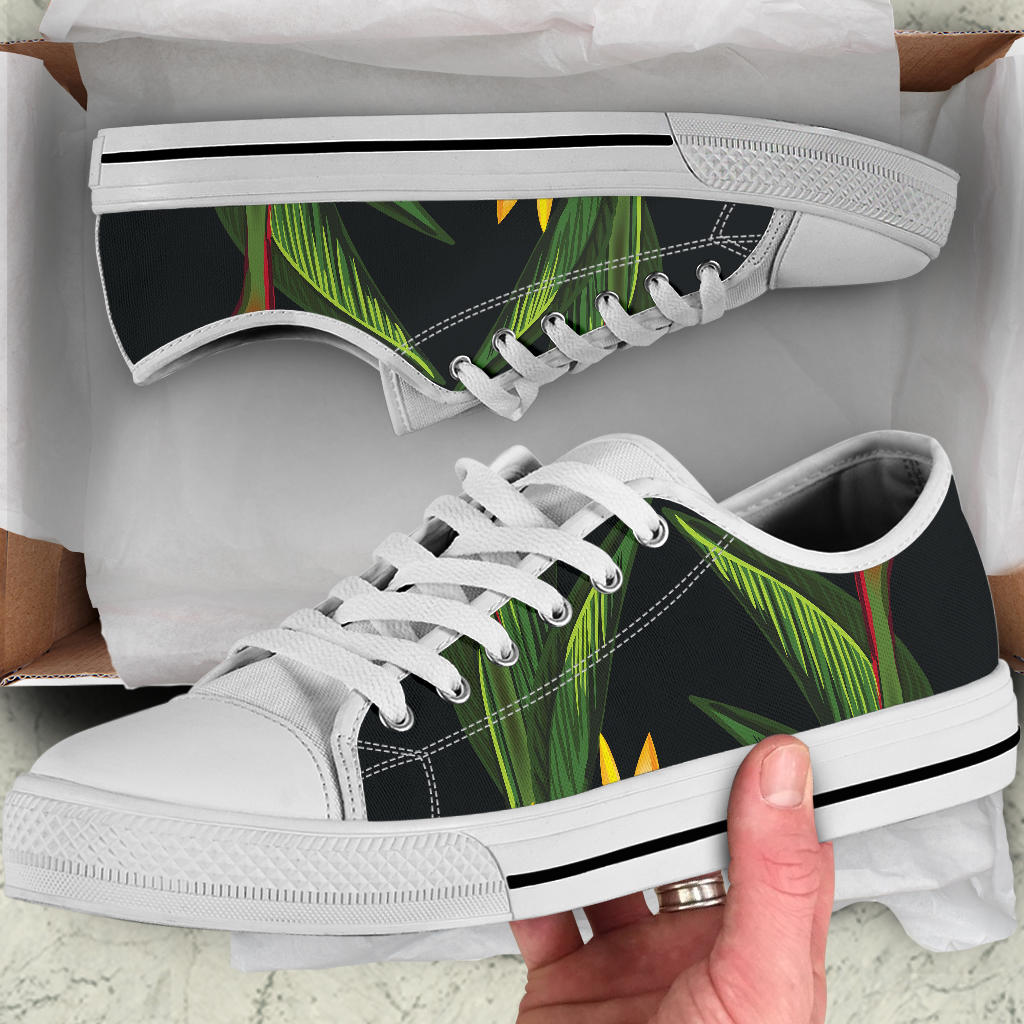 Bird Of Paradise Pattern Print Design BOP012 White Bottom Low Top Shoes