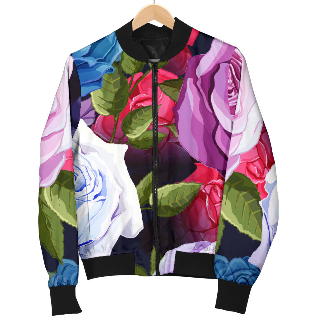Rose Pattern Print Design RO09 Men Bomber Jacket
