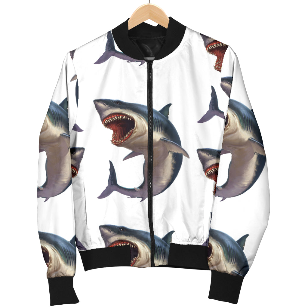 Great White Shark Pattern Print Design 03 Women's Bomber Jacket