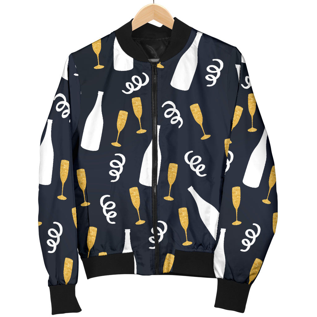 Champagne Pattern Print Design 01 Women's Bomber Jacket
