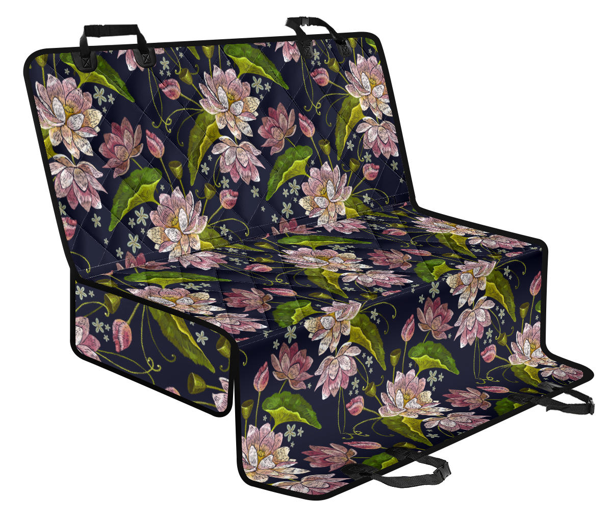 Lotus Embroidered Pattern Print Design LO06 Rear Dog Seat Cover