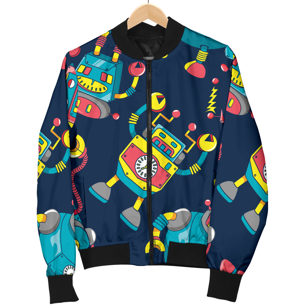 Robot Pattern Print Design A05 Women's Bomber Jacket