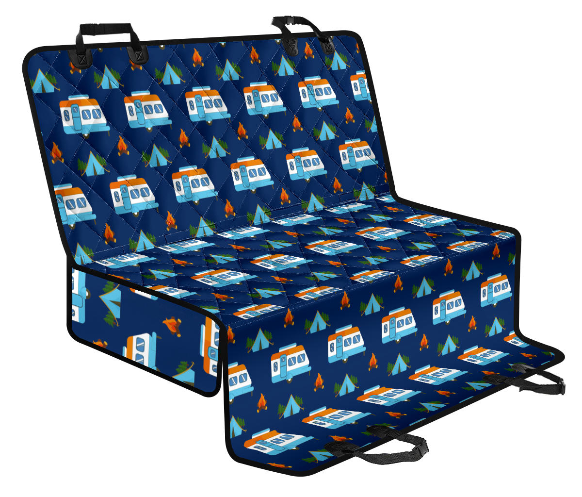 Camper Pattern Camping Themed No 3 Print Rear Dog Seat Cover