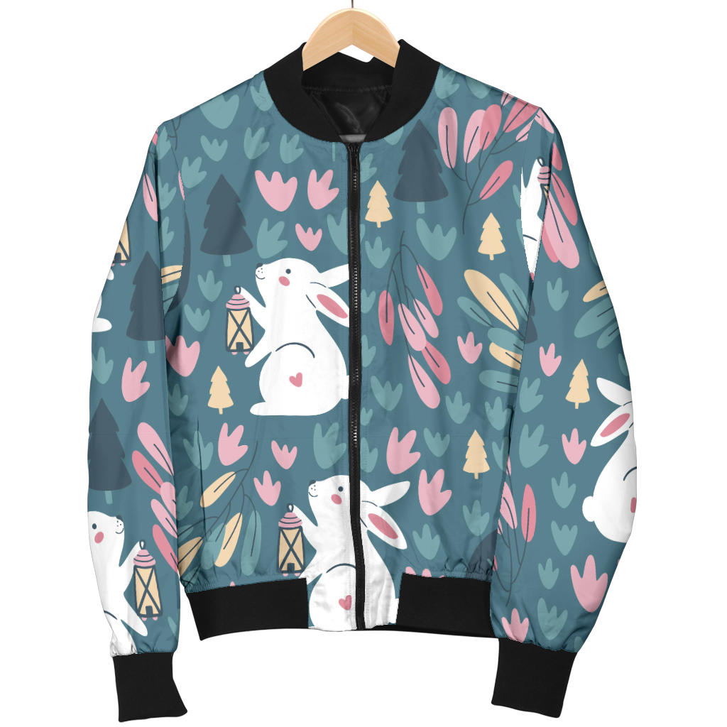Rabbit Pattern Print Design RB013 Women Bomber Jacket