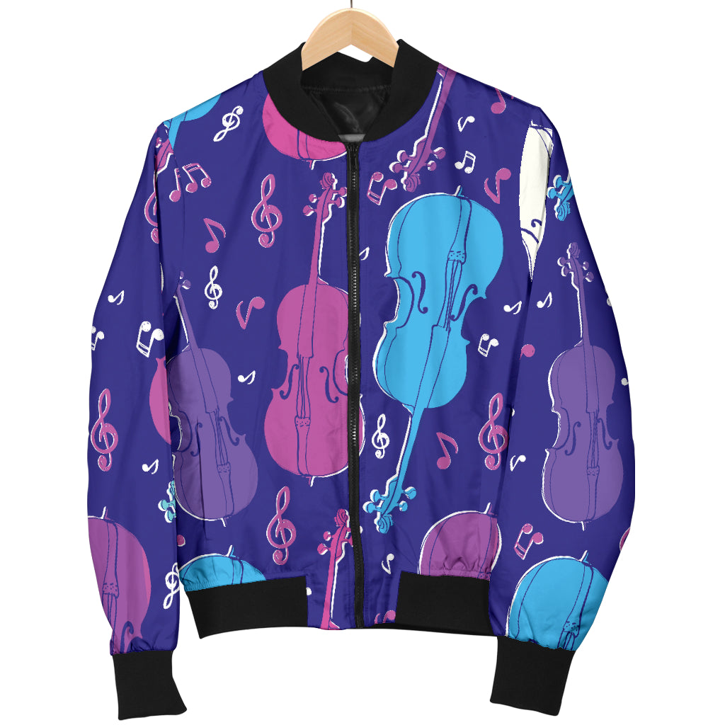 Cello Pattern Print Design 01 Women's Bomber Jacket