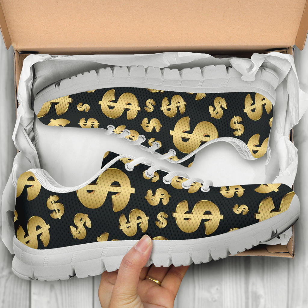 Dollar Pattern Print Design DO04 Sneakers White Bottom Shoes