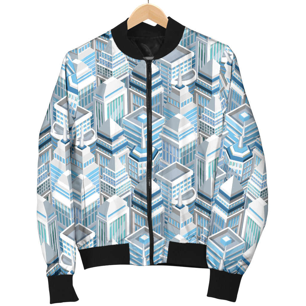City Pattern Print Design 03 Women's Bomber Jacket