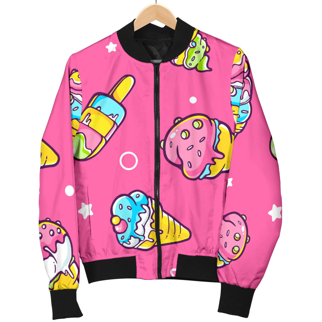 Ice Cream Pattern Print Design IC04 Women Bomber Jacket