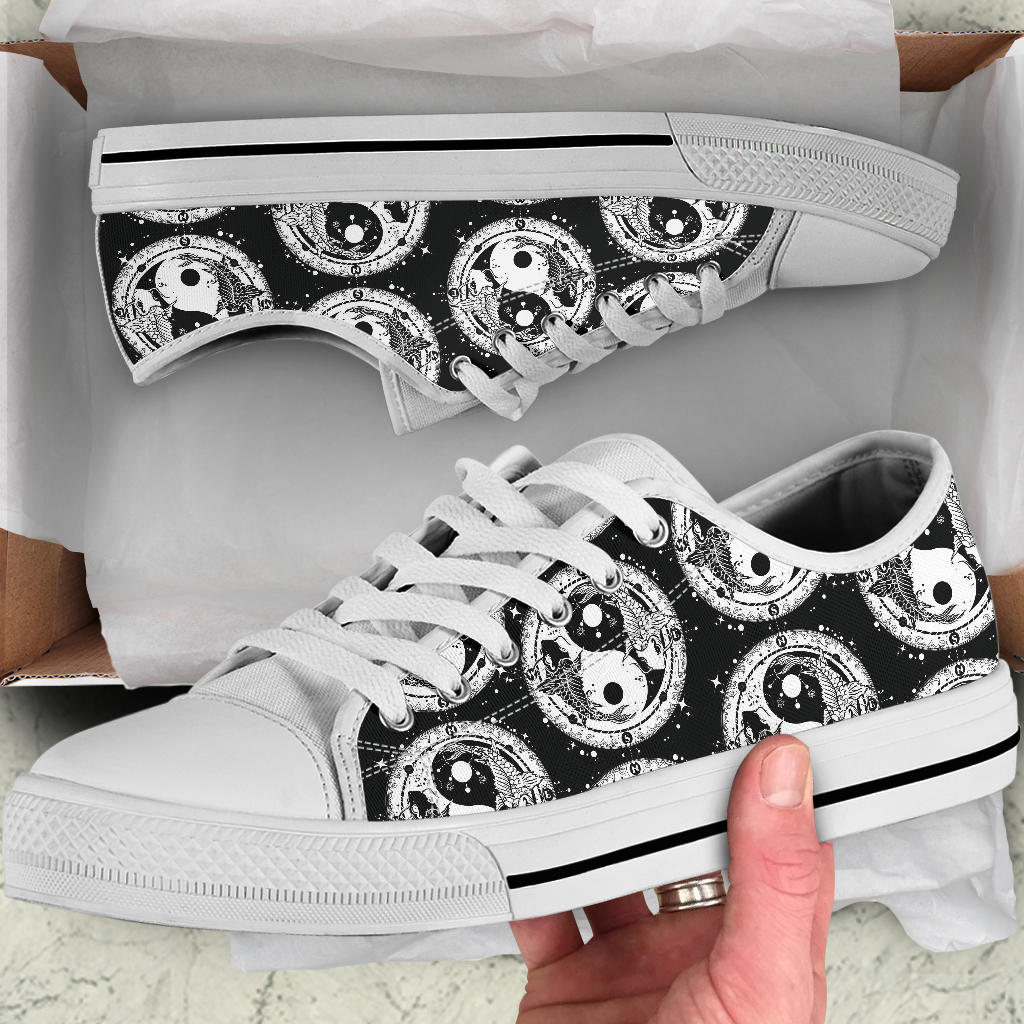 Yin Yang Koi Fish White Bottom Low Top Shoes