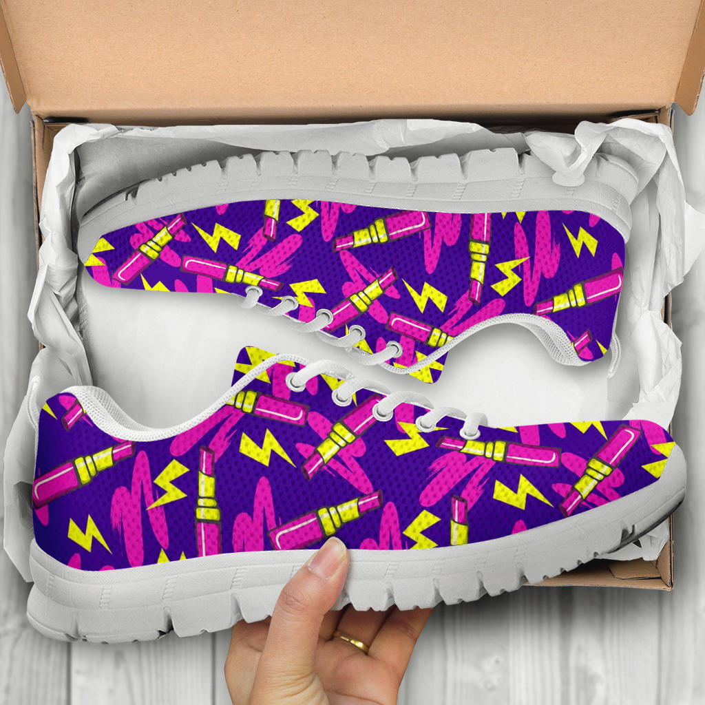Lipstick Pattern Print Design LT04 Sneakers White Bottom Shoes