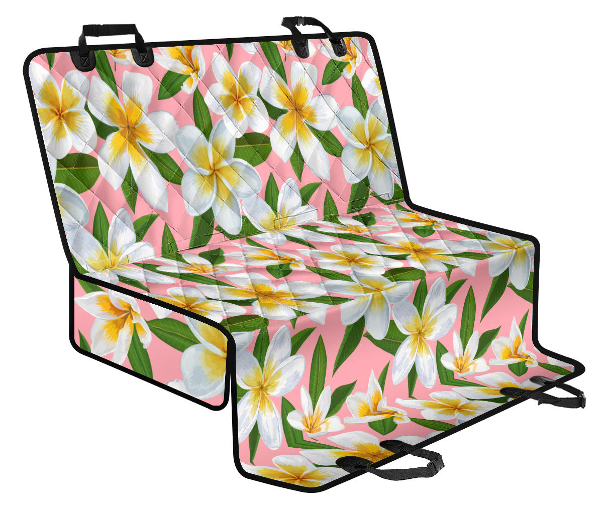 White Plumeria Pattern Print Design PM011 Rear Dog Seat Cover