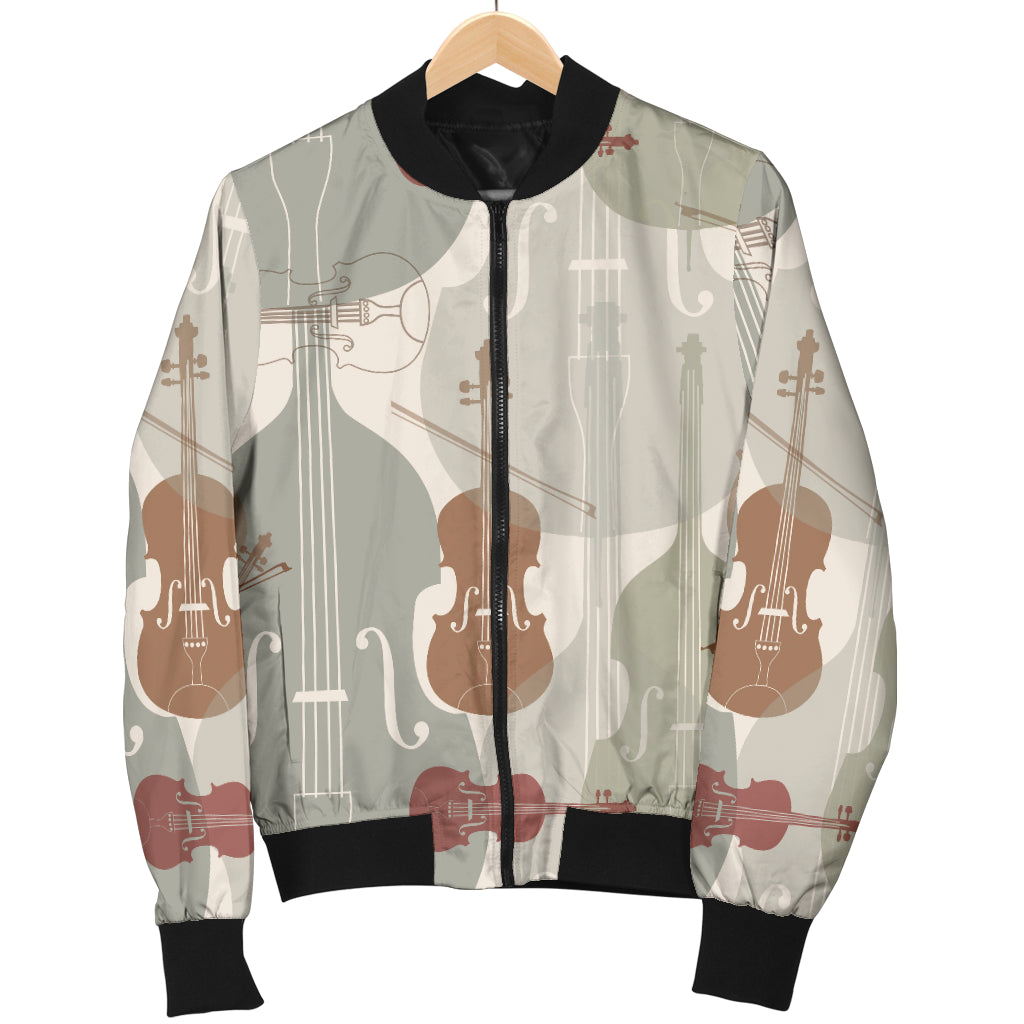 Violin Pattern Print Design 01 Women's Bomber Jacket