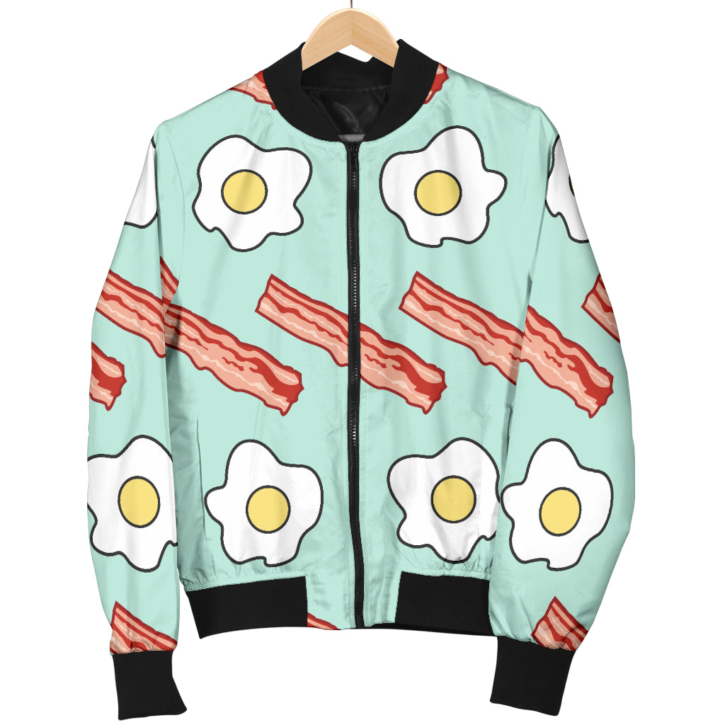 Bacon Sausage Pattern Print Design 01 Women's Bomber Jacket