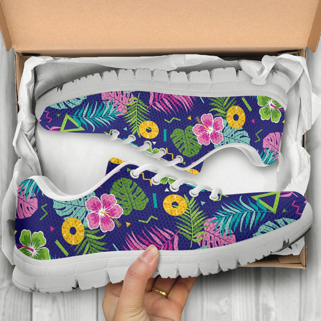 Hawaiian Themed Pattern Print Design H014 Sneakers White Bottom Shoes