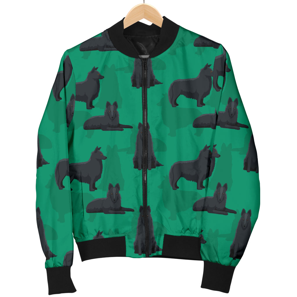 Belgian Sheepdog Pattern Print Design 01 Women's Bomber Jacket