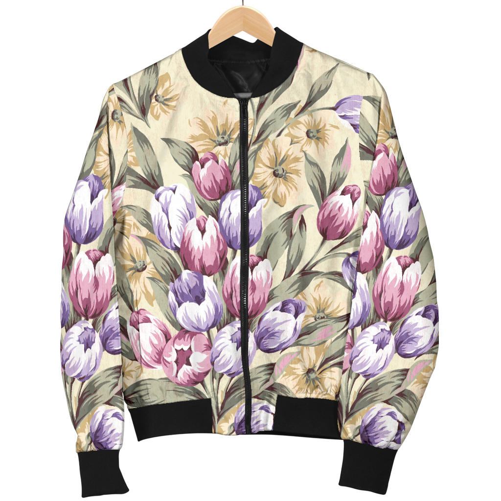 Tulip Pattern Print Design TP04 Men Bomber Jacket