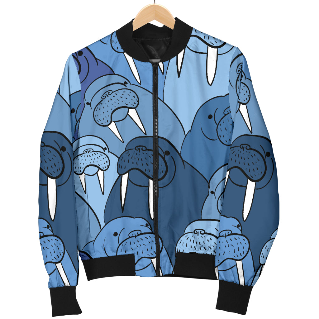 Walrus Pattern Print Design 01 Women's Bomber Jacket