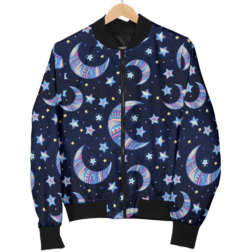 Celestial Moon Pattern Print Design 03 Women's Bomber Jacket