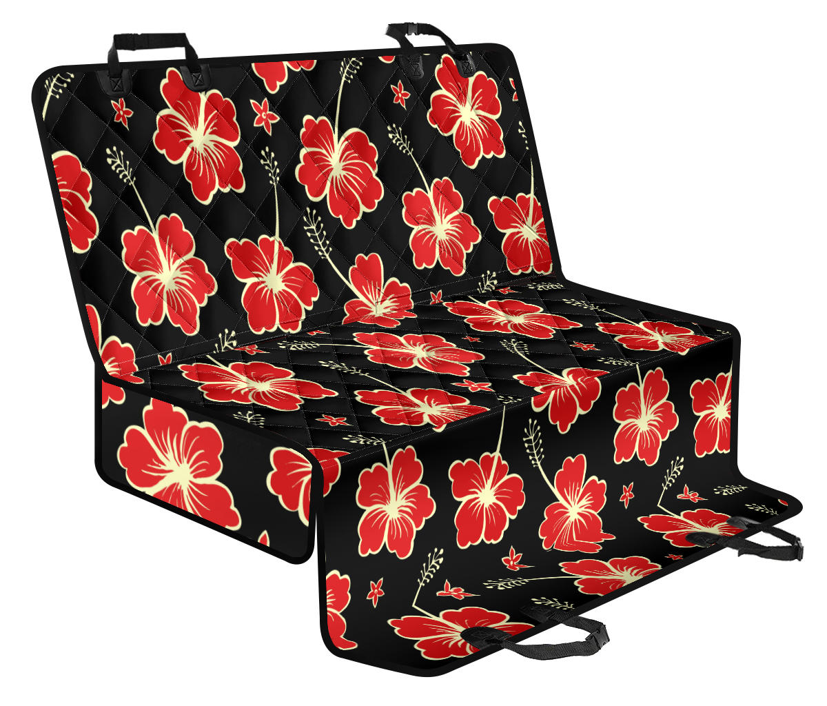 Red Hibiscus Pattern Print Design HB021 Rear Dog Seat Cover